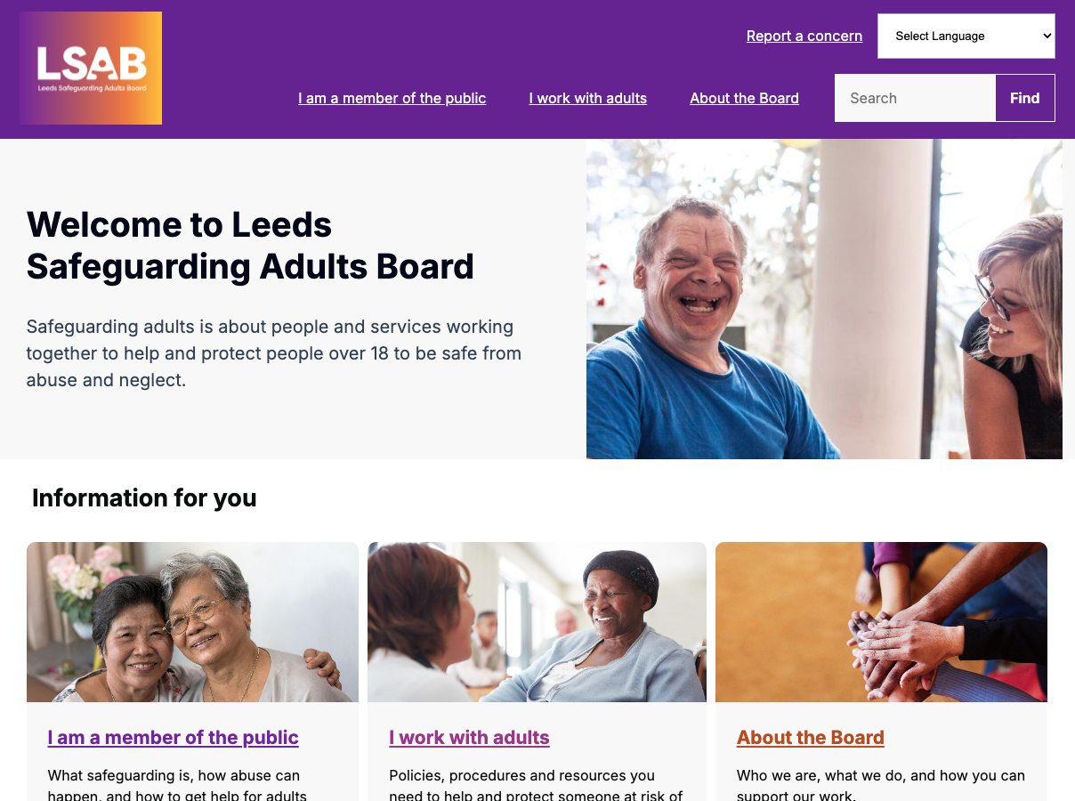 Screenshot of LSAB website