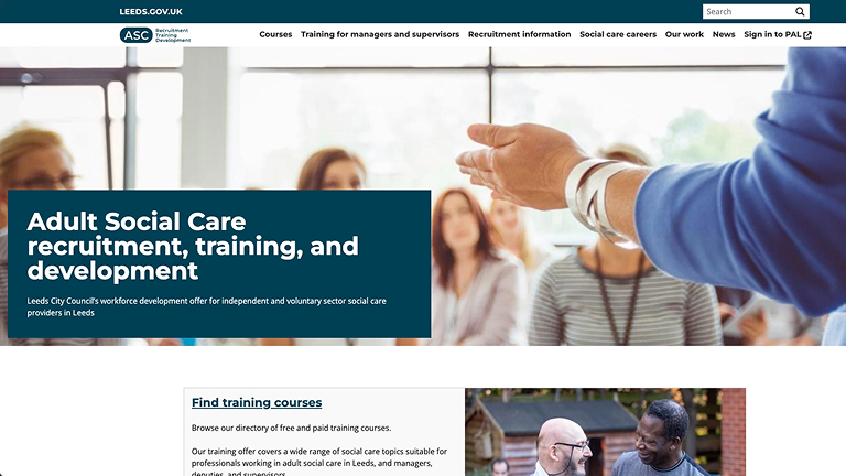 Adult Social Care recruitment, training, and development website