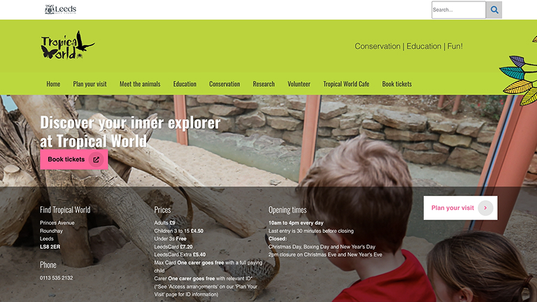 Tropical World website