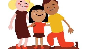 image of a family hugging